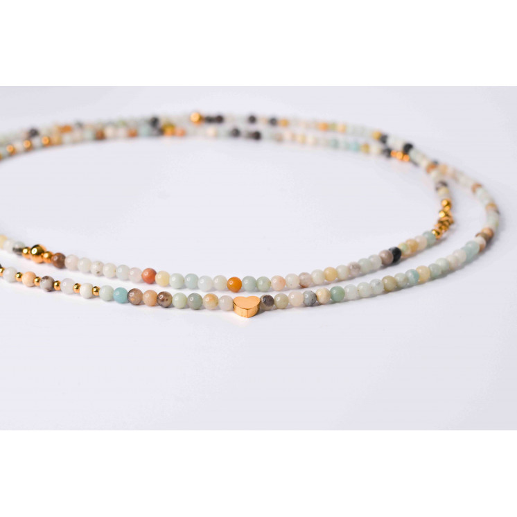 Collier LIV - Motif Cœur en Amazonite