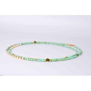 Collier LIV  Fleur et papillon en Howlite Spun Green Gold et Howlite