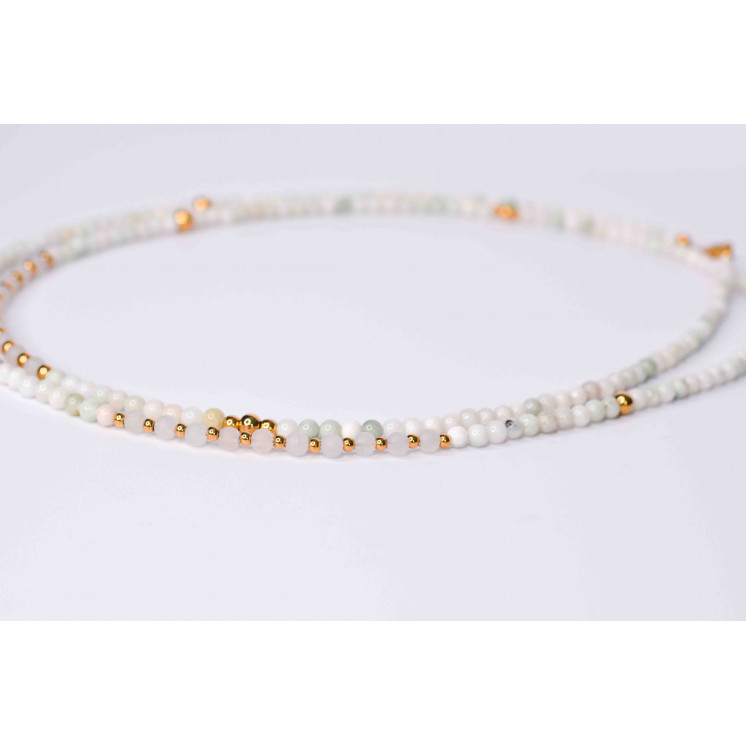 Collier LIV - Jade et Quartz rose