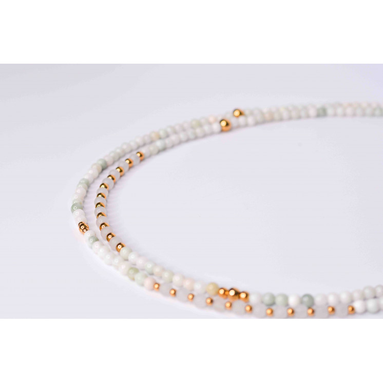 Collier LIV - Jade et Quartz rose