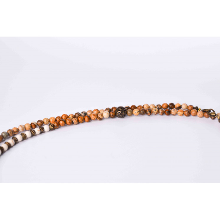 Collier LIV - Jaspe Paysage et Howlite