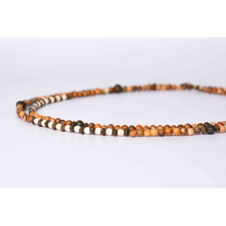 Collier LIV - Jaspe Paysage et Howlite