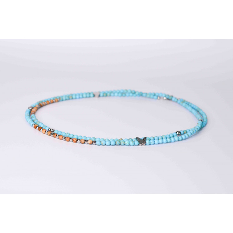 LIV - Motifs Cœur et papillon en Turquoise mate et Jaspe Paysage mate