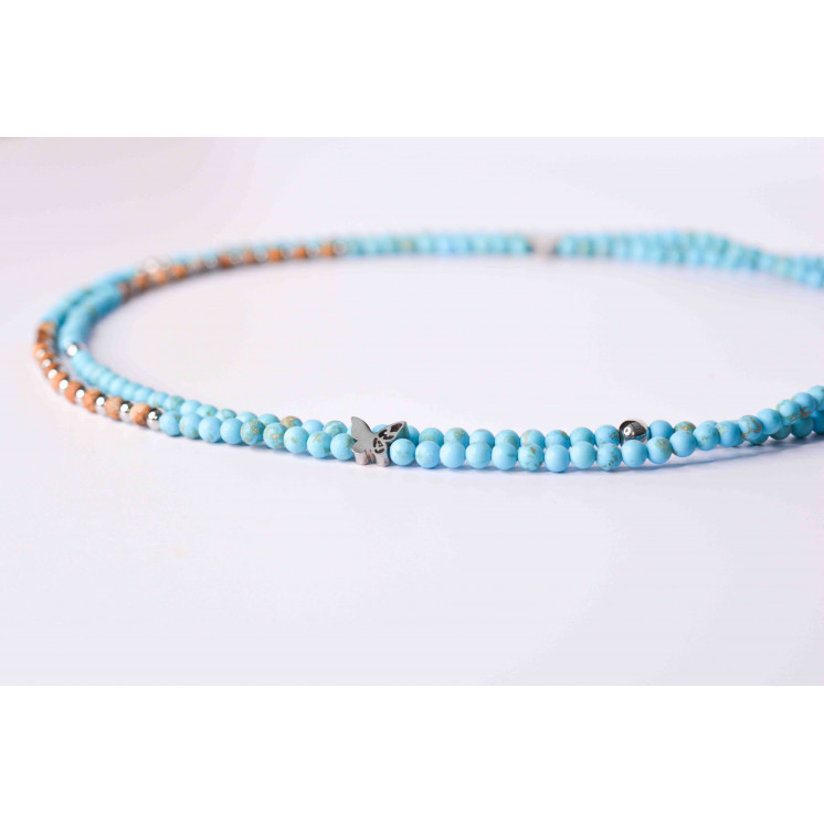 LIV - Motifs Cœur et papillon en Turquoise mate et Jaspe Paysage mate
