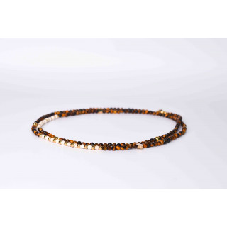 Collier LIV - Motifs Papillon et fleur en Œil de Tigre et Howlite