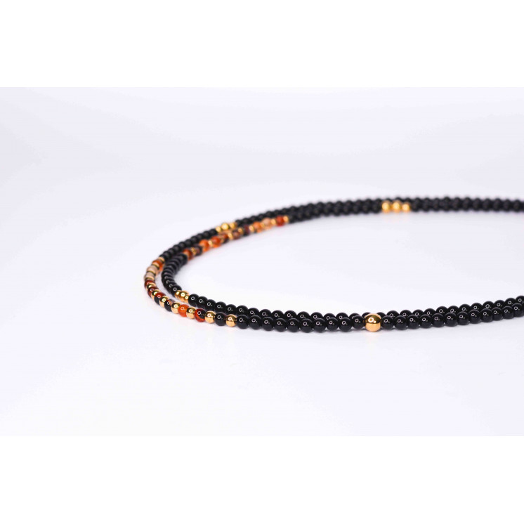 Collier LIV - Onyx noire et Agate Dream