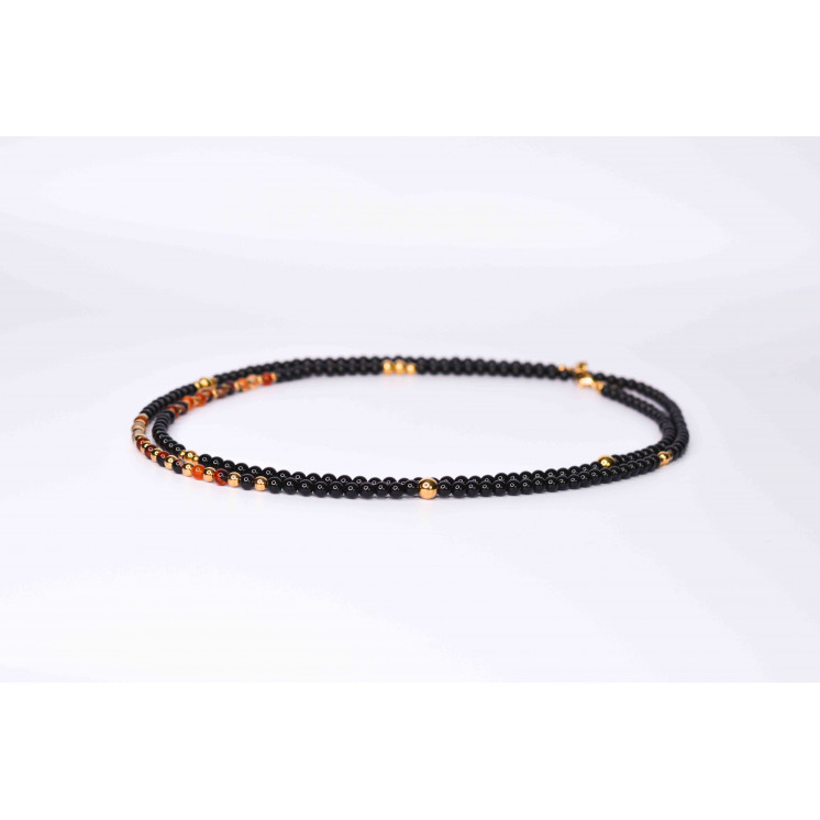Collier LIV - Onyx noire et Agate Dream