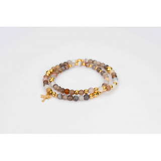 Bracelet LINA Double - Motif Palmier en Agate Botswana