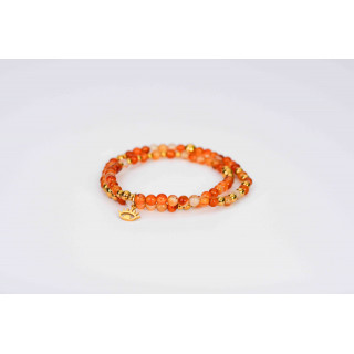 Bracelet LINA Double - Motif Oeil en Agate Orange