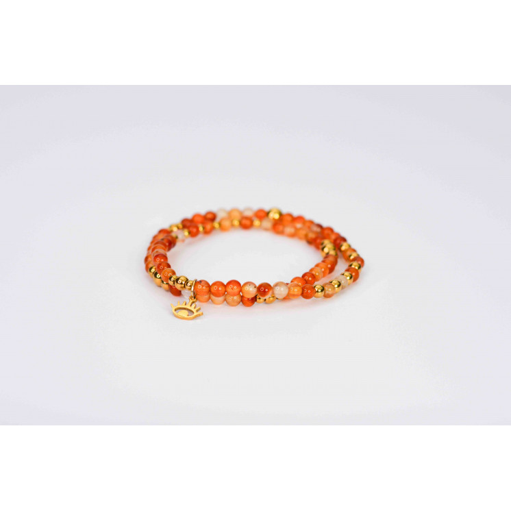 Bracelet LINA Double - Motif Oeil en Agate Orange