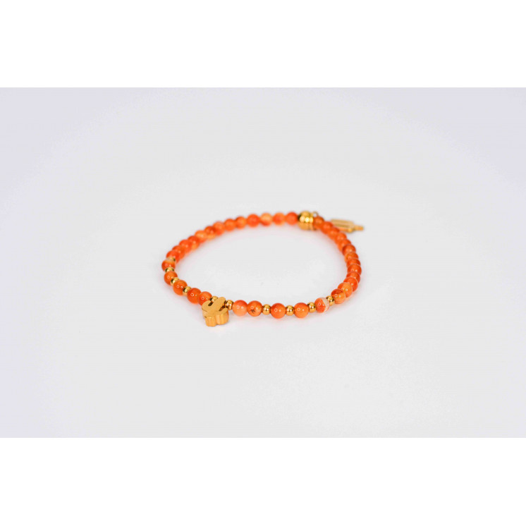 Bracelet LINA Simple - Motif : cactus - Agate orange