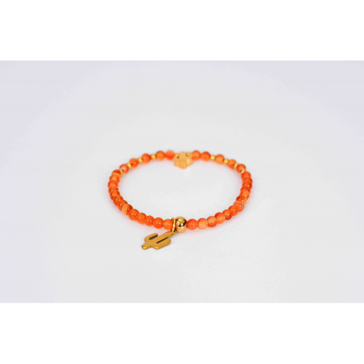 Bracelet LINA Simple - Motif : cactus - Agate orange