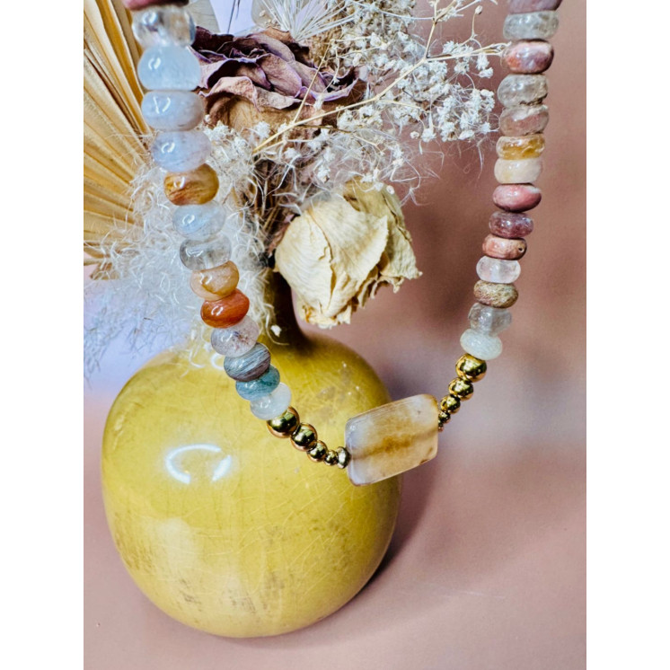 Collier ROSE - Quartz rutilé