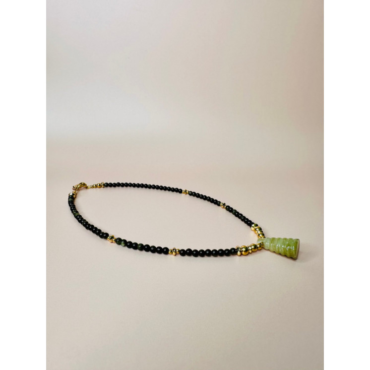 Collier MILY- Obsidienne Gold