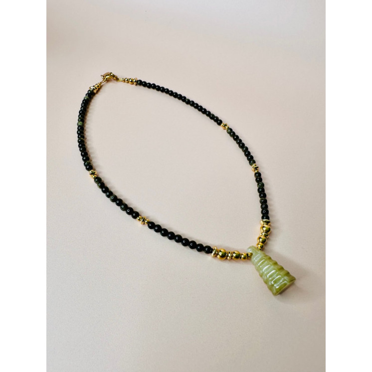 Collier MILY- Obsidienne Gold