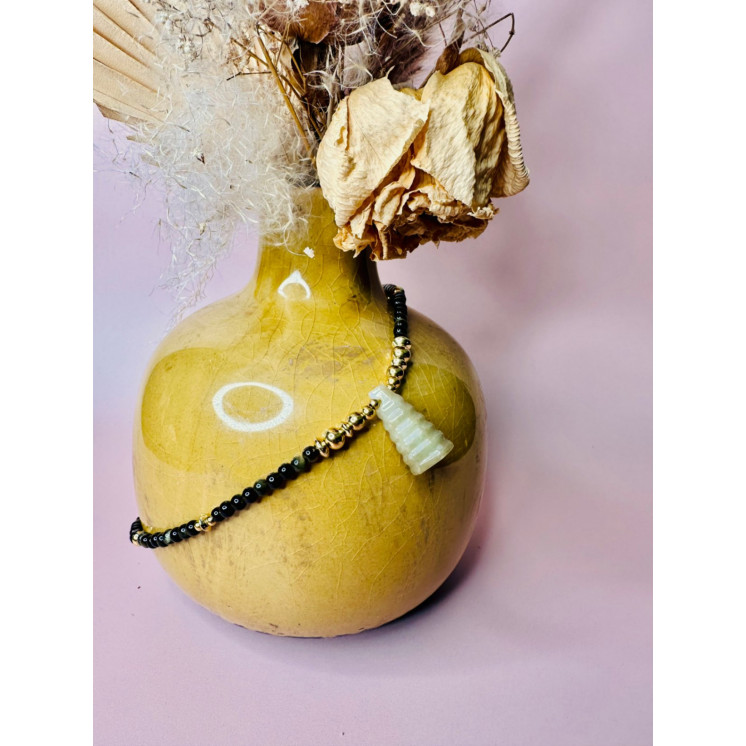 Collier MILY- Obsidienne Gold