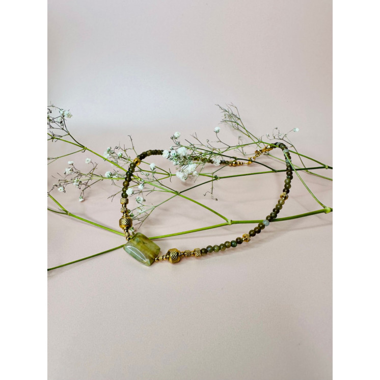 Collier AGATHE - Labradorite Kaki