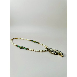 Collier Ethnique - Petit Modèle Éléphant - Howlite Turquoise Africaine