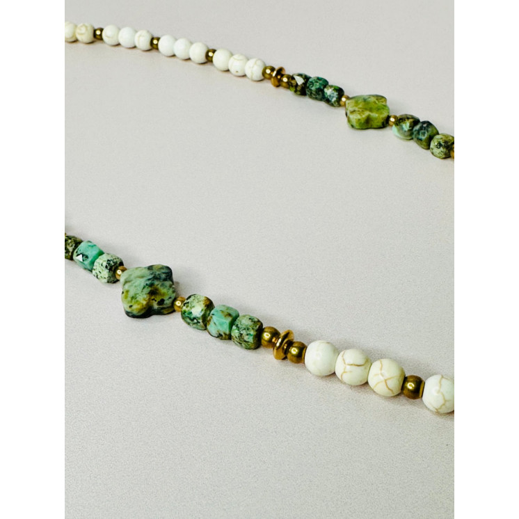 Collier Ethnique - Petit Modèle Éléphant - Howlite Turquoise Africaine