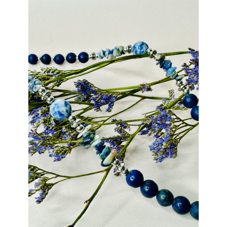 Collier Ethnique - Collier Om - Lapis-lazuli et Sodalite