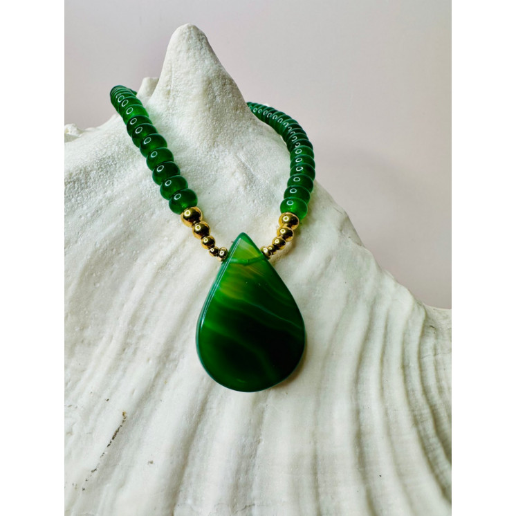 Collier LOU - Agate Verte