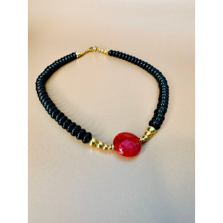 Collier ROSE - Onyx noire
