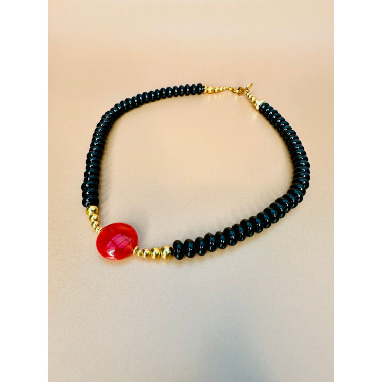 Collier ROSE - Onyx noire