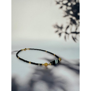 Collier AGATHE - Agate Noire à rayures