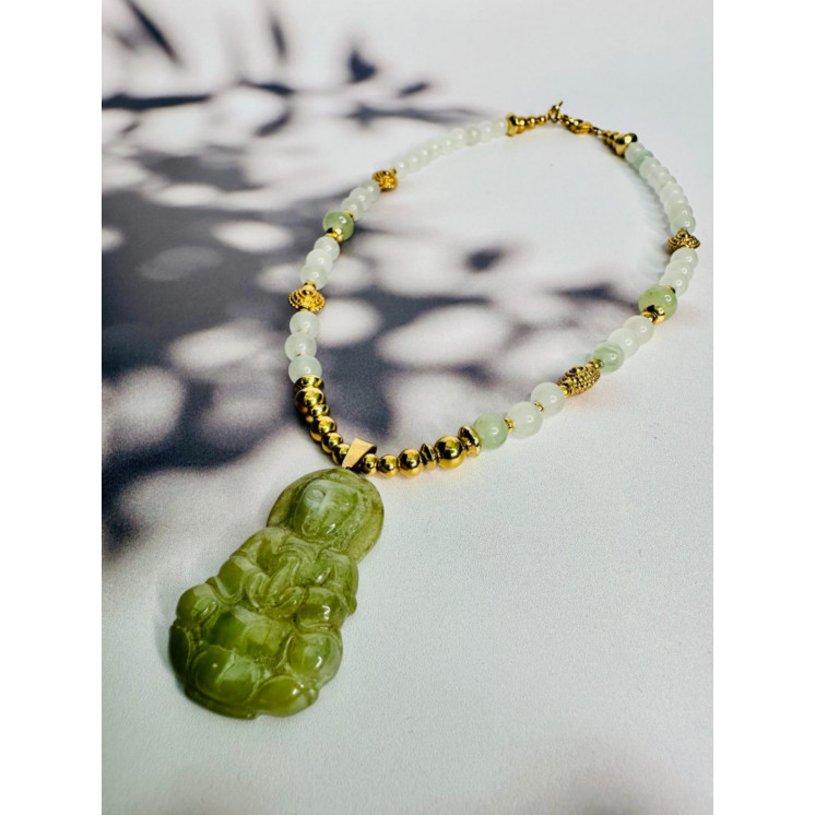 Collier BOUDDHA-Jade Ice Green