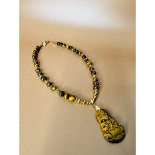 Collier BOUDDHA-Oeil de Tigre GM