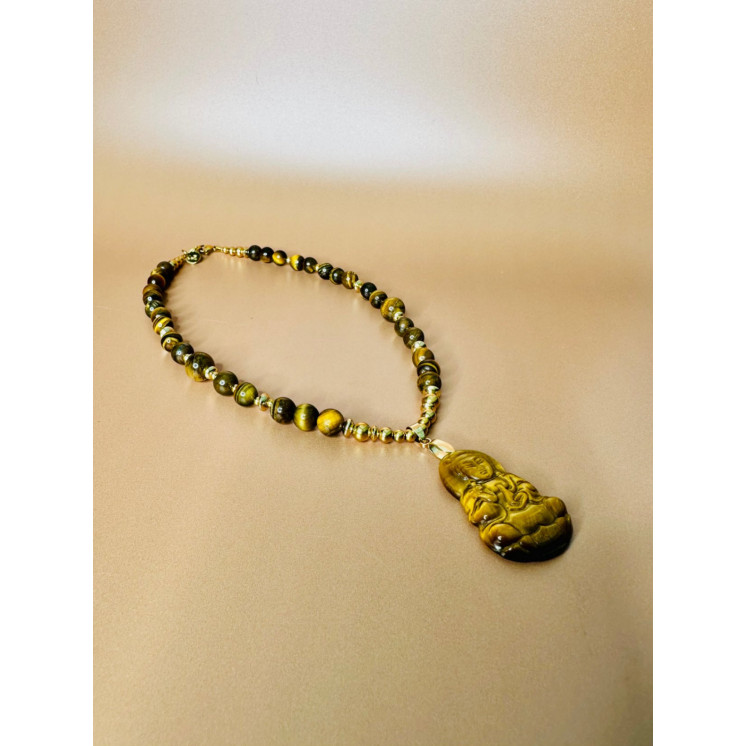 Collier BOUDDHA-Oeil de Tigre GM