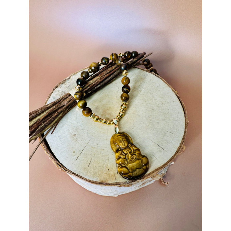 Collier BOUDDHA-Oeil de Tigre GM