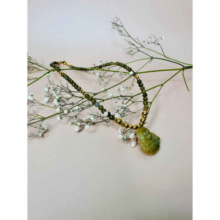 Collier BOUDDHA-Labradorite Kaki GM