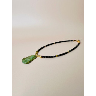 Collier BOUDDHA-Obsidienne Gold
