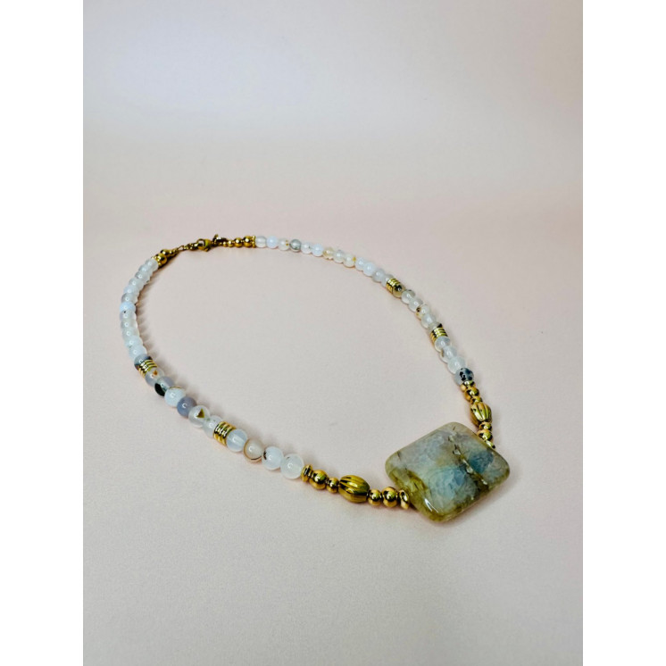 Collier AGATHE - Agate Marbré GM