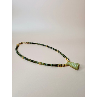 Collier ROSE PENDENTIF CÔNE PM - Labradorite Kaki