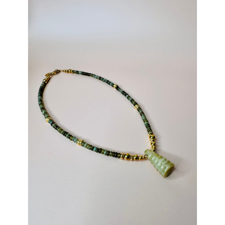 Collier ROSE PENDENTIF CÔNE PM - Labradorite Kaki