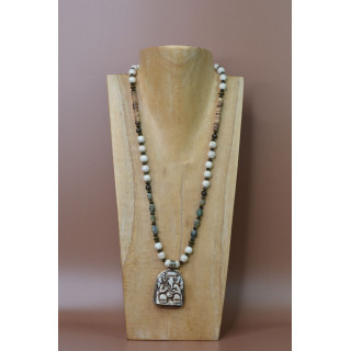 Collier Ethnique - Petit Modèle Ganesh - Howlite et Turquoise Africain