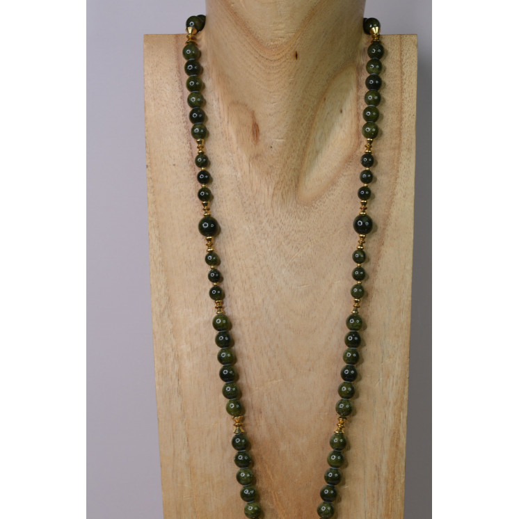 Collier ethnique- Géko- Jade kaki