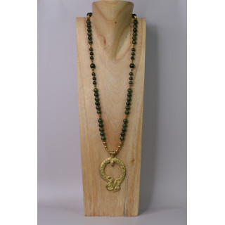 Collier ethnique- Géko- Jade kaki