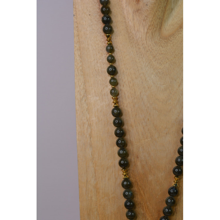 Collier ethnique- masque GM - Labradorite kaki