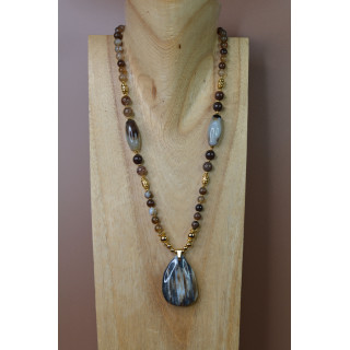 Collier ethnique - nath - Agate marron