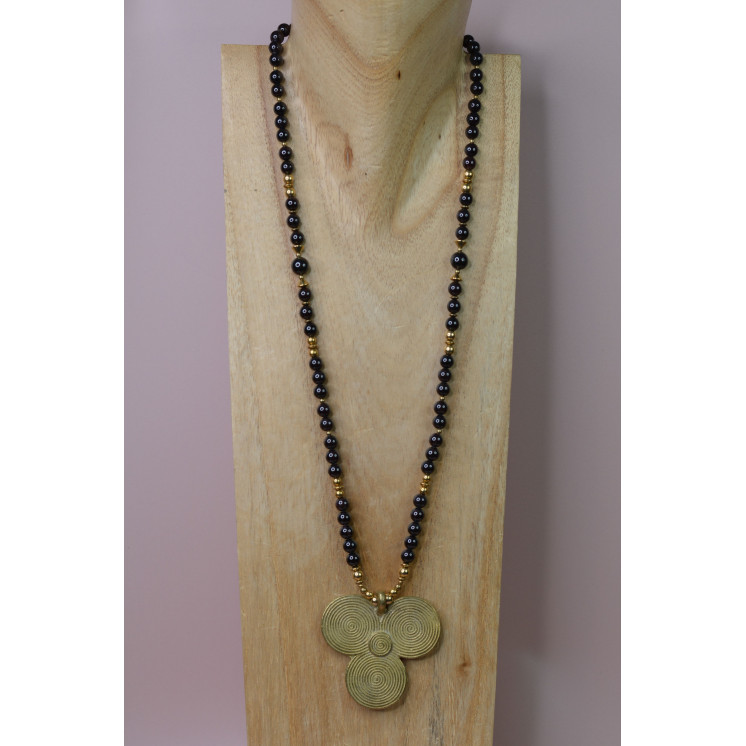 Collier ethnique - Trèfle - Grenat