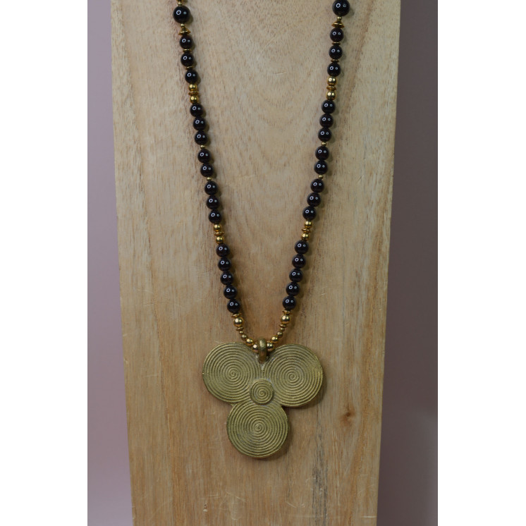 Collier ethnique - Trèfle - Grenat