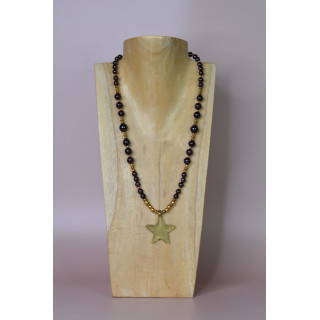 Collier ethnique - Étoile- Grenat