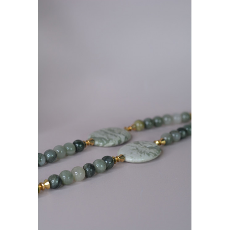 Collection Ethnique - FLEUR GM JASPE VERTE