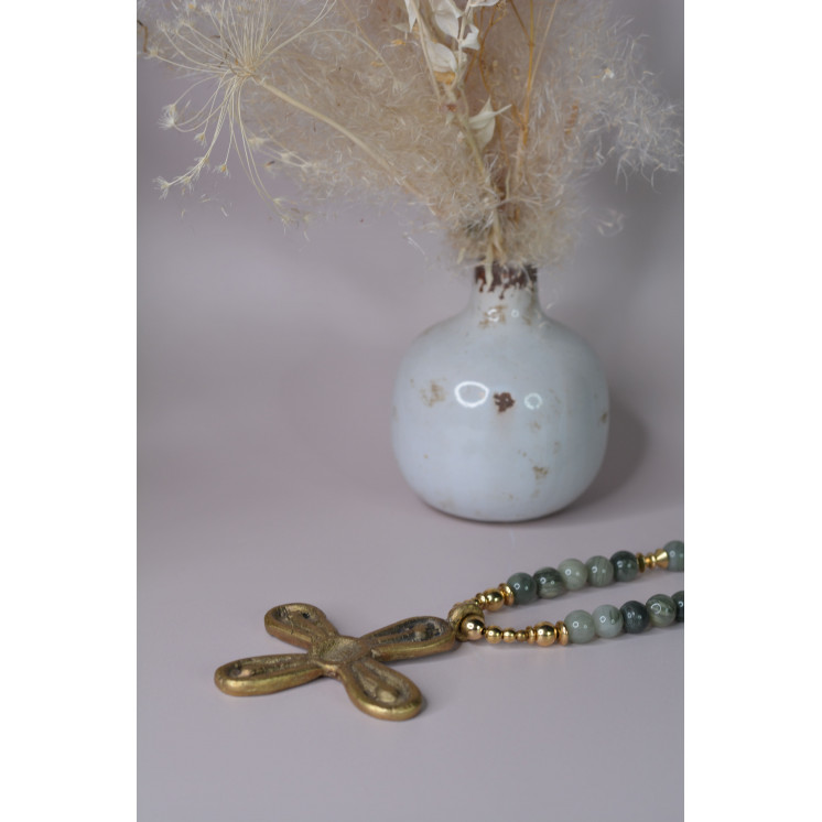Collection Ethnique - FLEUR GM JASPE VERTE