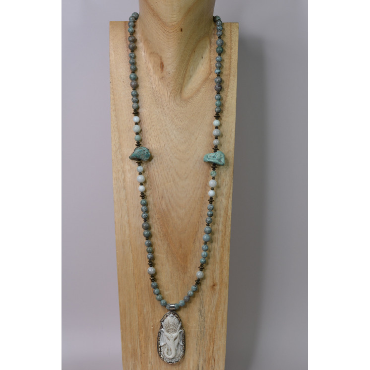Collection Ethnique - GANESH GM JASPE SERPENT BLEUE ET JADE