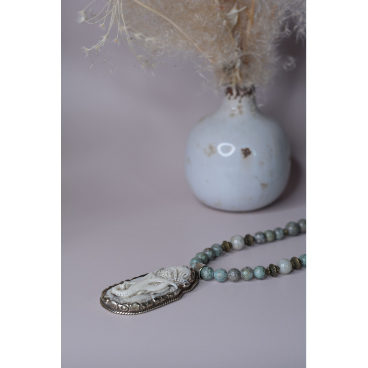 Collection Ethnique - GANESH GM JASPE SERPENT BLEUE ET JADE