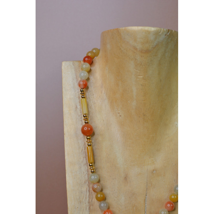 Collier BOUDDHA-Jade jaune orangée